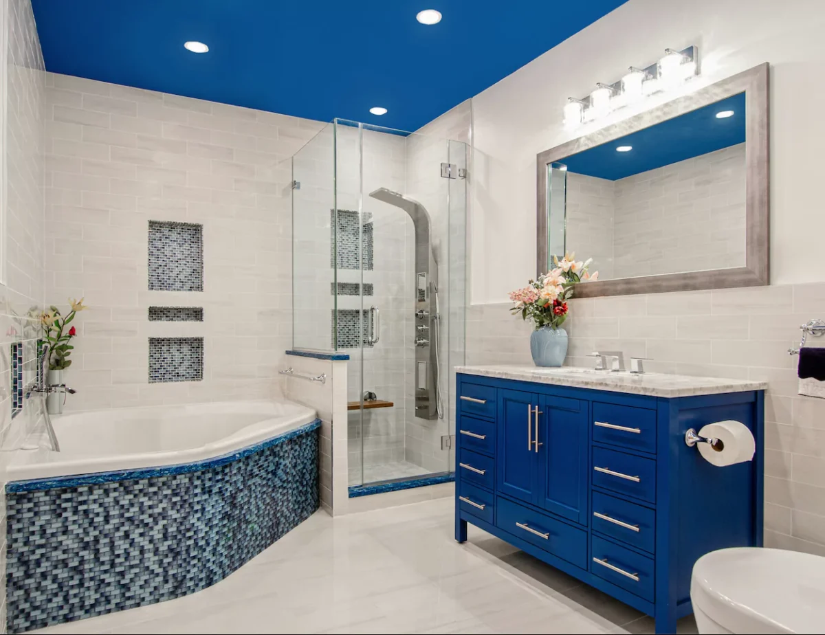 Beautifully remodeled bathroom featuring modern fixtures, custom tile work, and luxurious amenities.